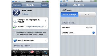 Application Cydia : USB Drive