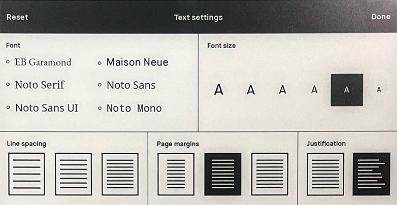 remarkable 2 ebook settings