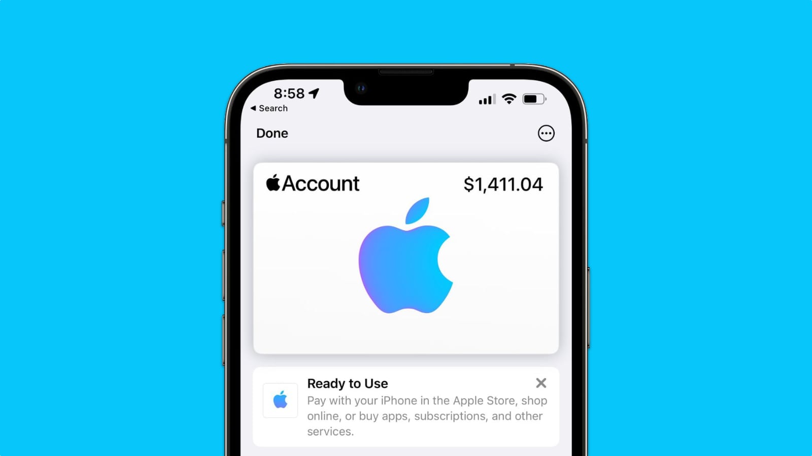 iOS 15.5 permet d'ajouter une carte cadeau Apple dans Wallet et de