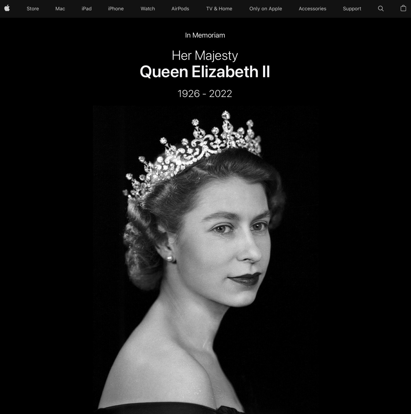 Apple pays tribute to Queen Elizabeth II on its US and UK site GEARRICE