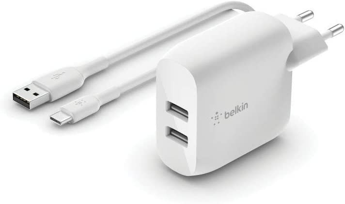 belkin chargeur secteur 2 ports usb a boost charge 24 w cable usb a vers usb c