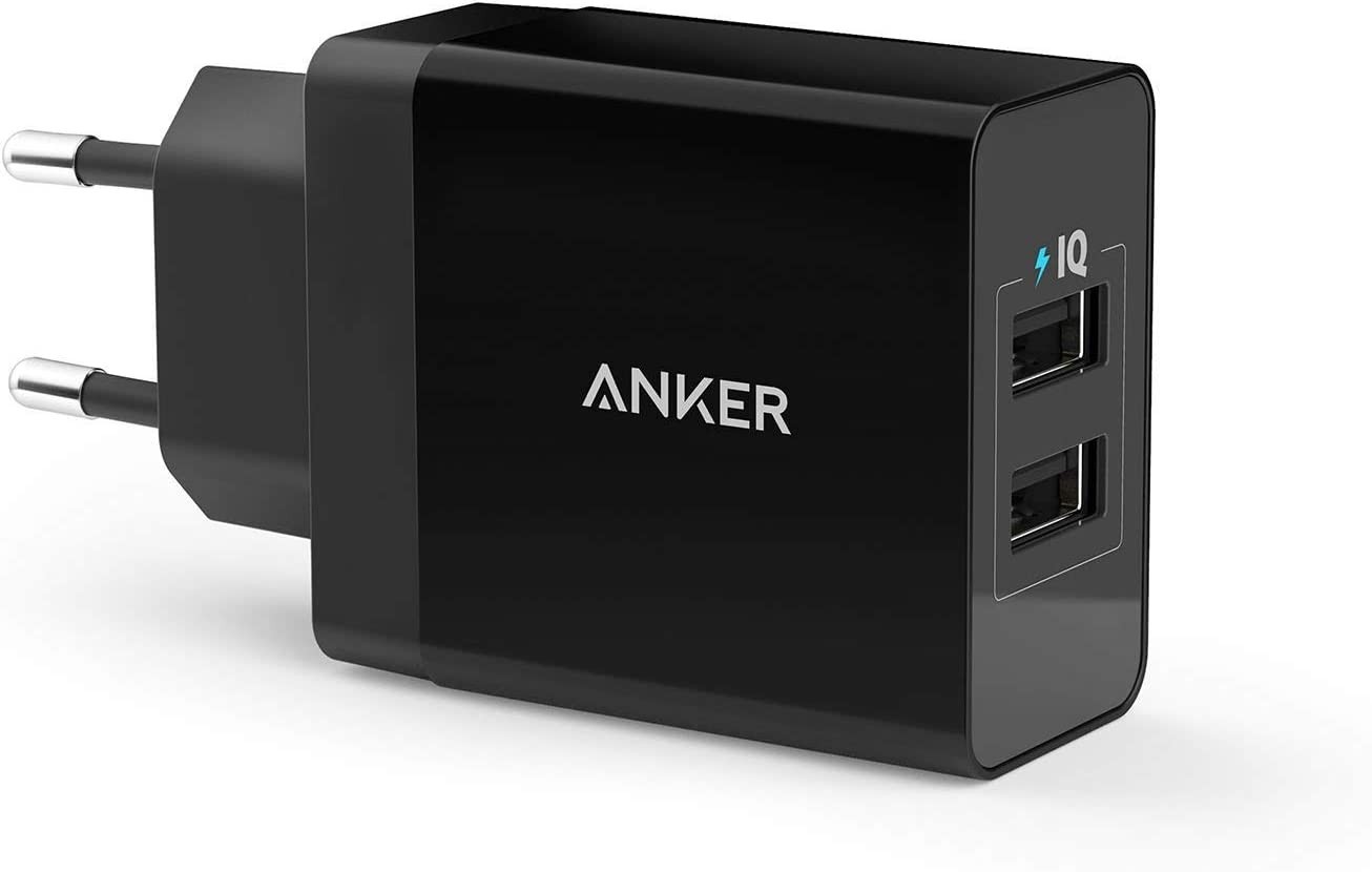 anker chargeur secteur usb 24w 2 ports chargeur mural adaptateur usb universel avec technologie poweriq