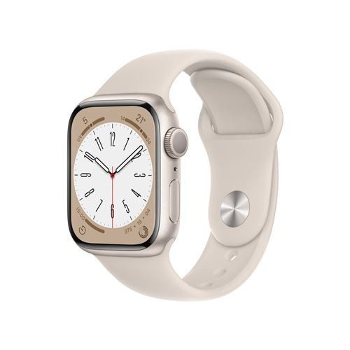 apple watch series 8 gps boitier aluminium lumiere stellaire 41mm avec bracelet lumiere stellaire