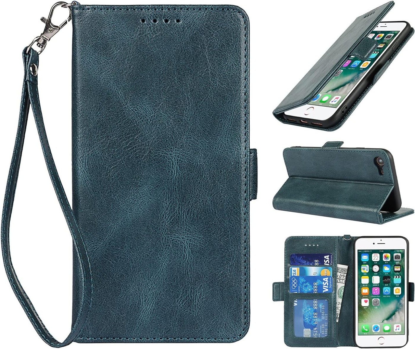 jws c coque pour iphone 8 7 se 2020 Etui portefeuille en cuir pu de luxe