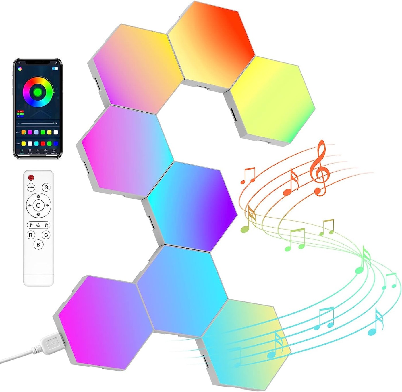 panneau led hexagonal gaming murale lampe