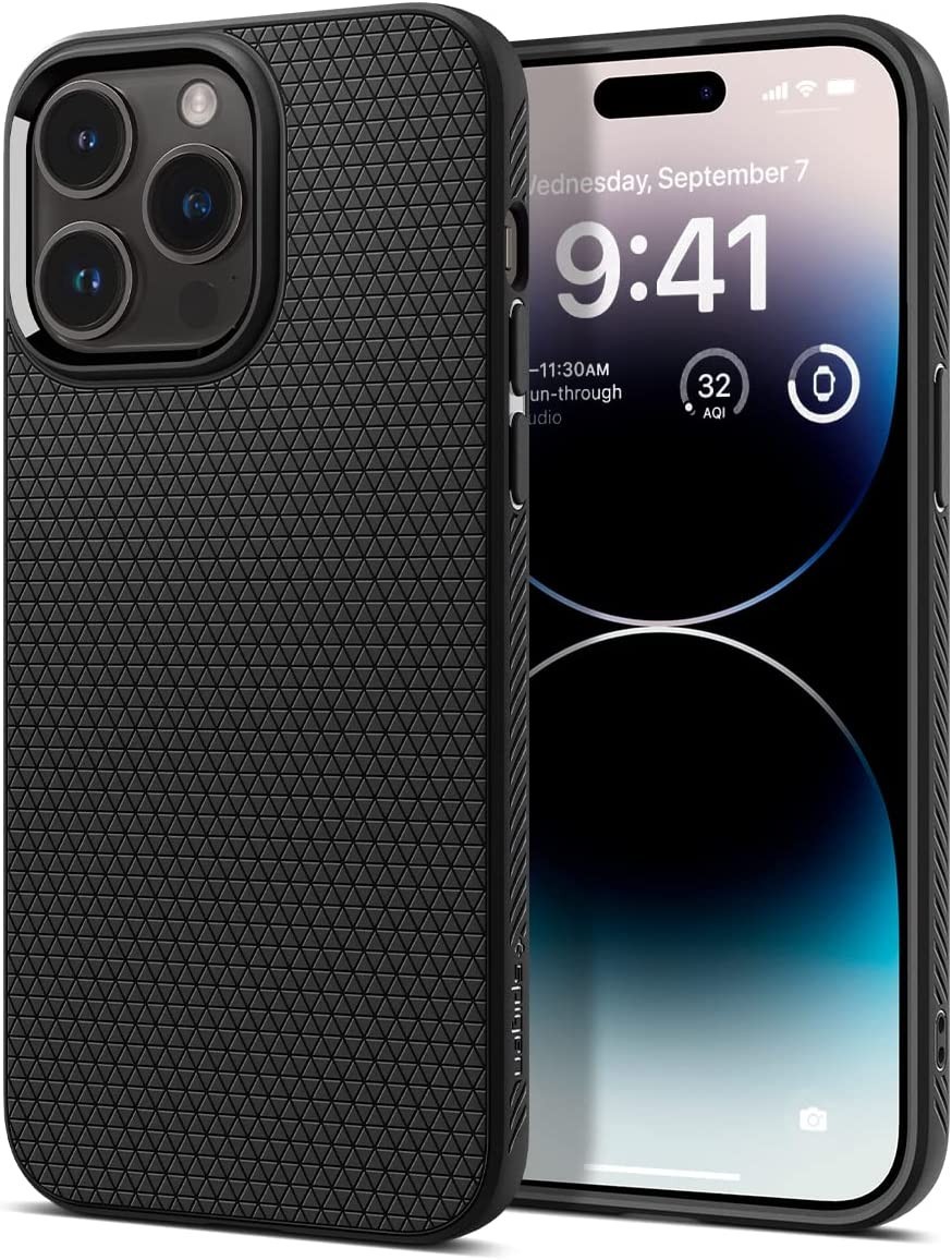 spigen liquid air coque pour iphone 14 pro noir mat