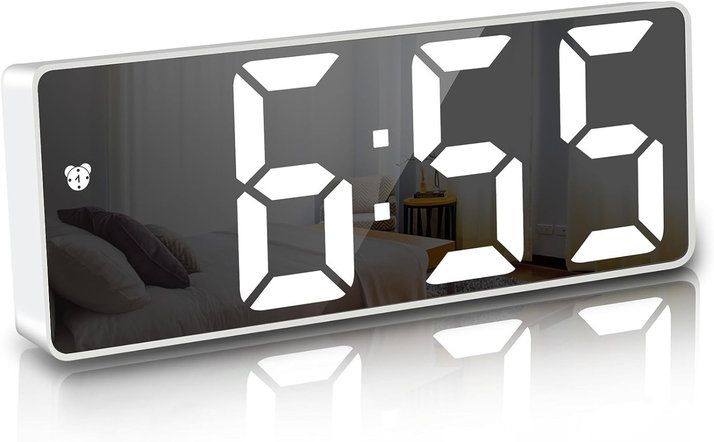 reveil numerique 6 7 led miroir horloge digitale reveil de chevet reveil matin