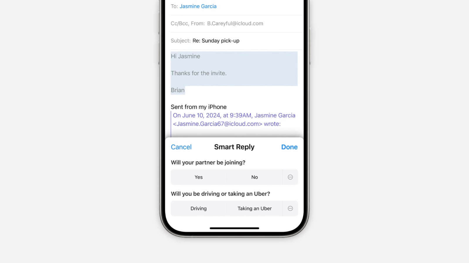 reponse rapide apple intelligence ios 18 mail
