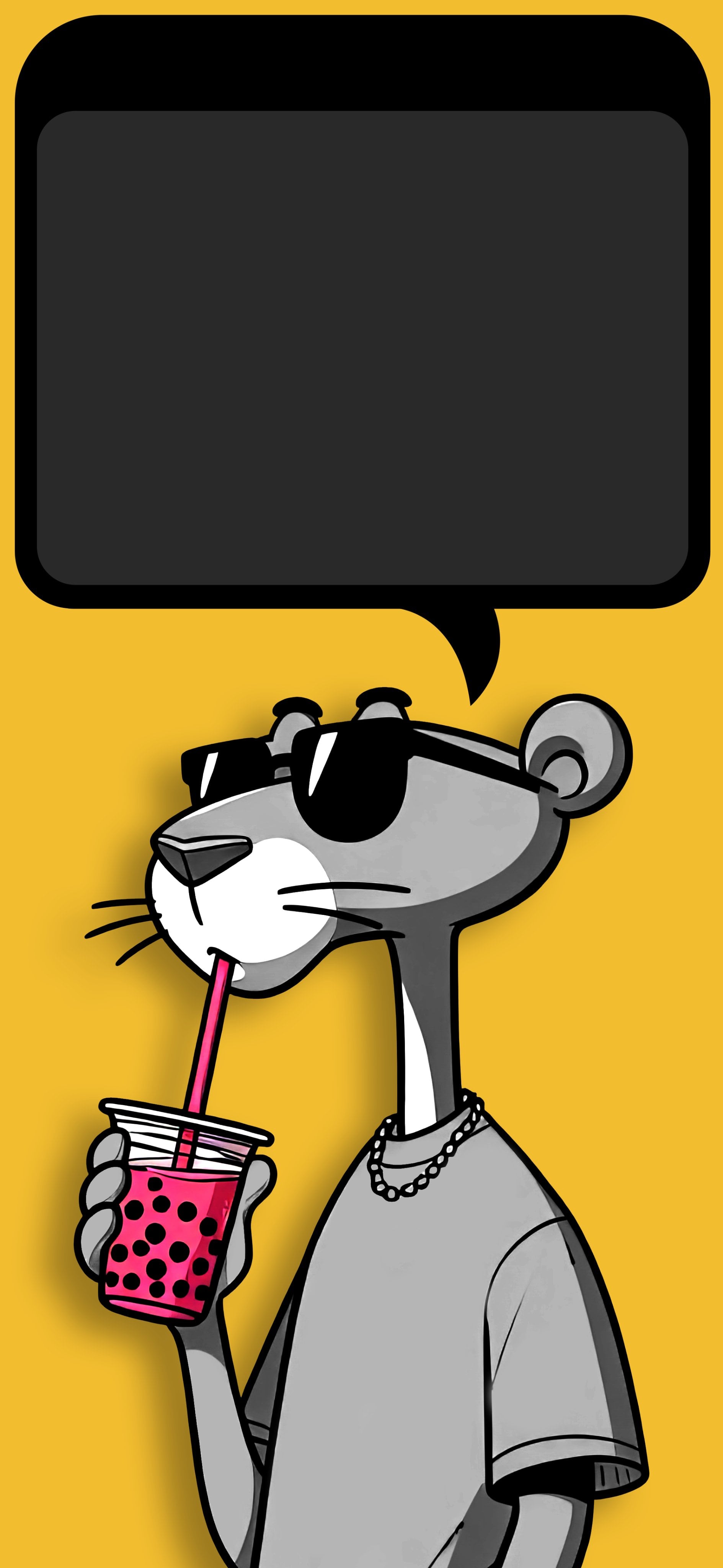 fond ecran ios lockscreen panthere rose jaune