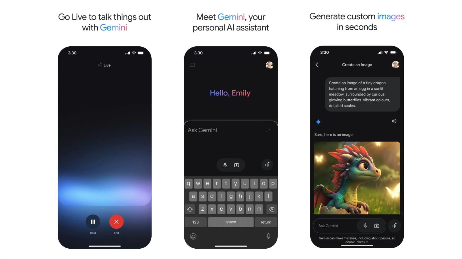The Google Gemini application will allow live voice interaction