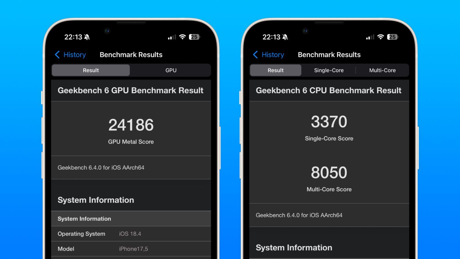iphone 16e screens geekbench benchmarks cpu gpu metal