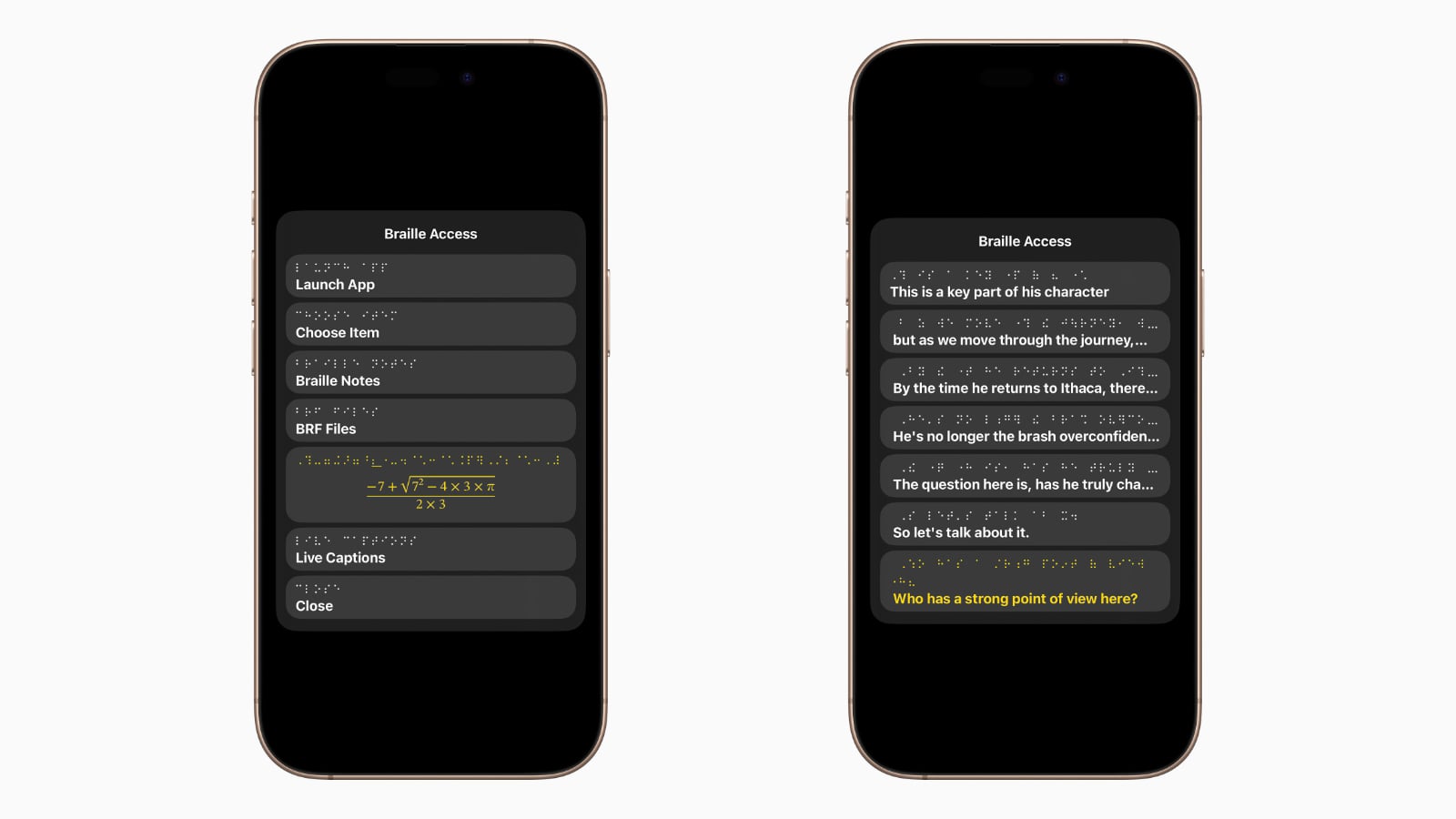 apple accessibility features braille