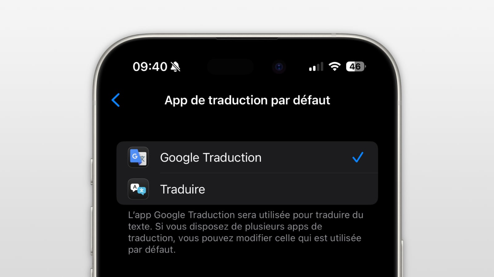 application traduction par defaut google maps ios 18 4