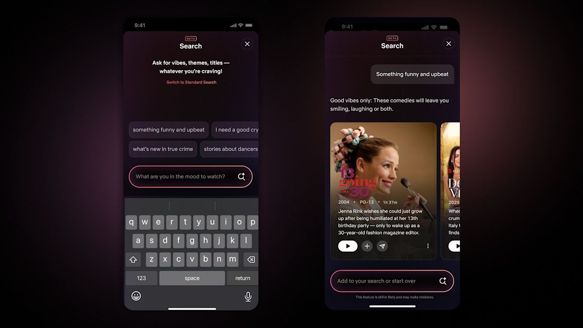 netflix interface ios 2025 recherche ia generative