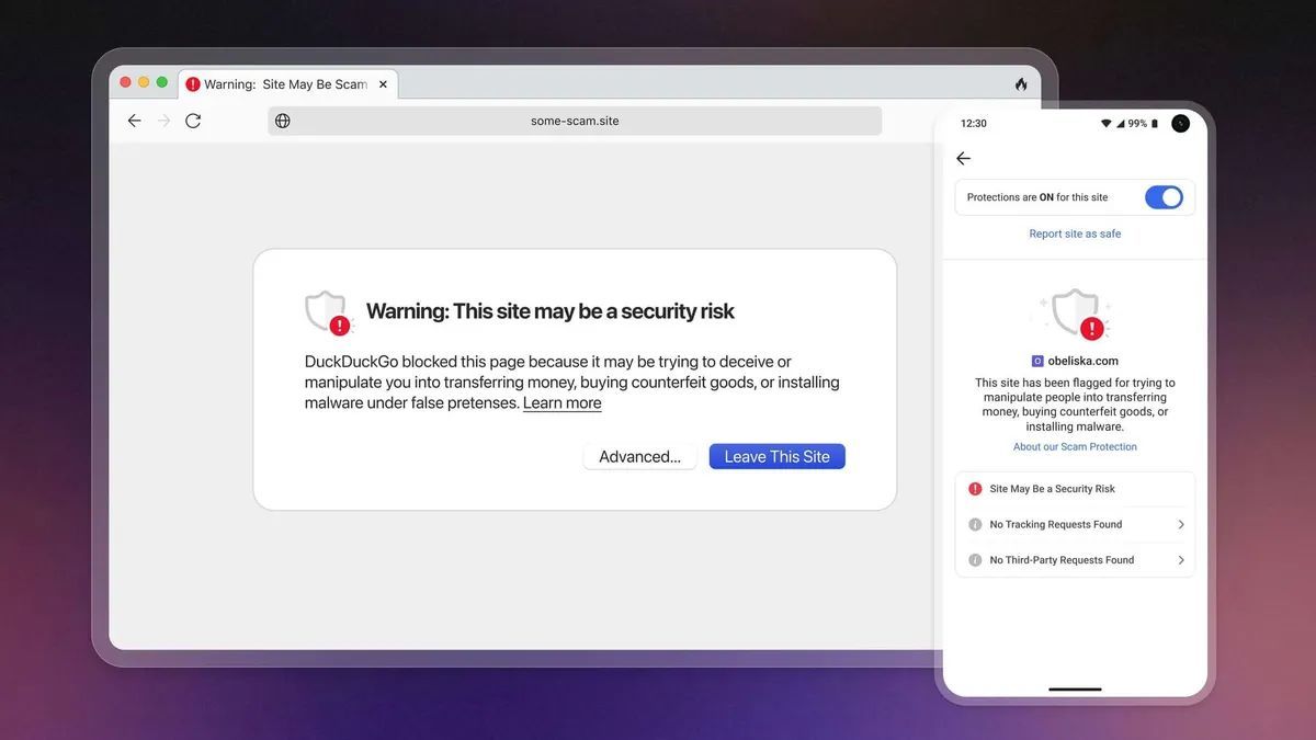 duckduckgo navigateur scam securite protection