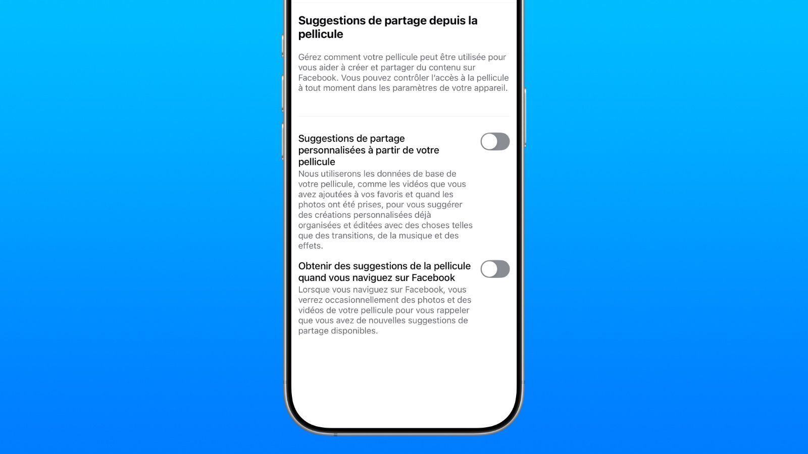 facebook ios iphone reglages story stories ia cloud