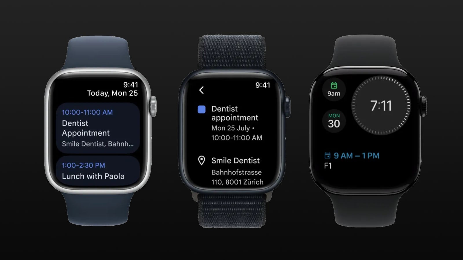google agenda calendrier apple watch app