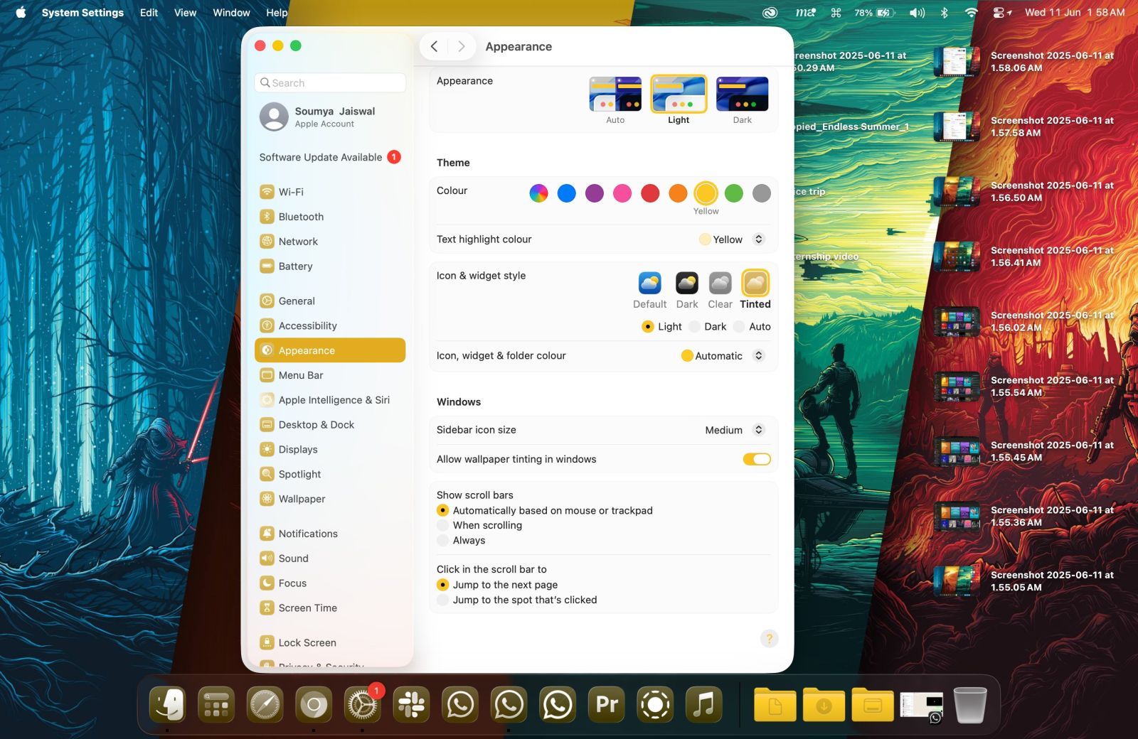 macos tahoe apparence options theme