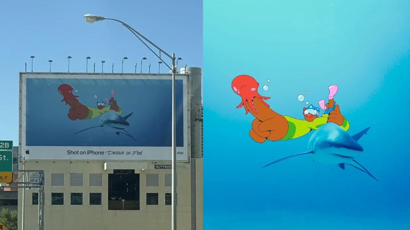 apple publicite billboard autoroute forme dessin