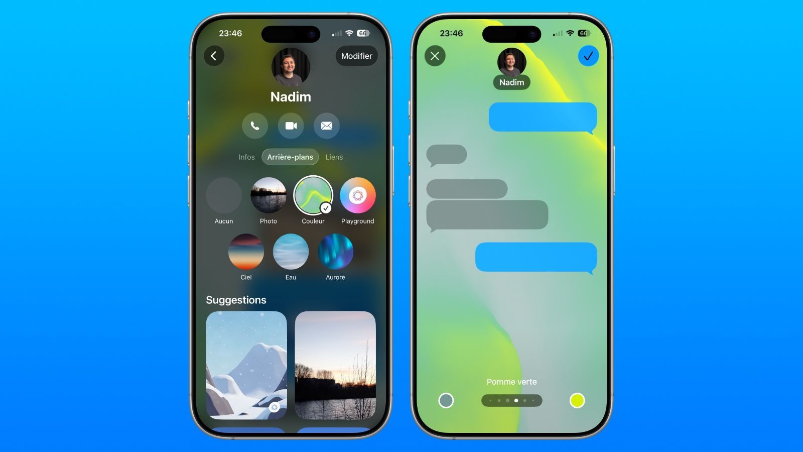 imessage background personnalisation reglages ios 26