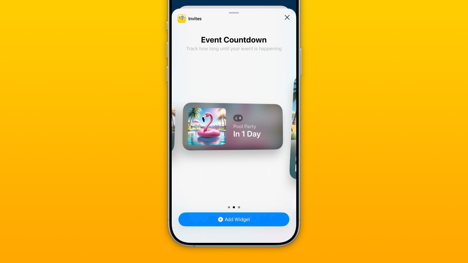 apple invitations app widget countdown