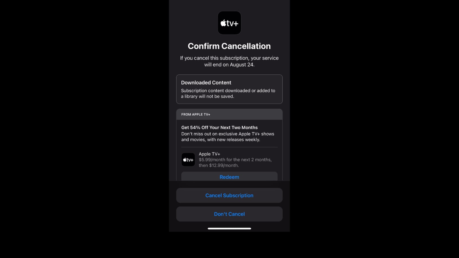 apple tv plus annulation resilisation promotion