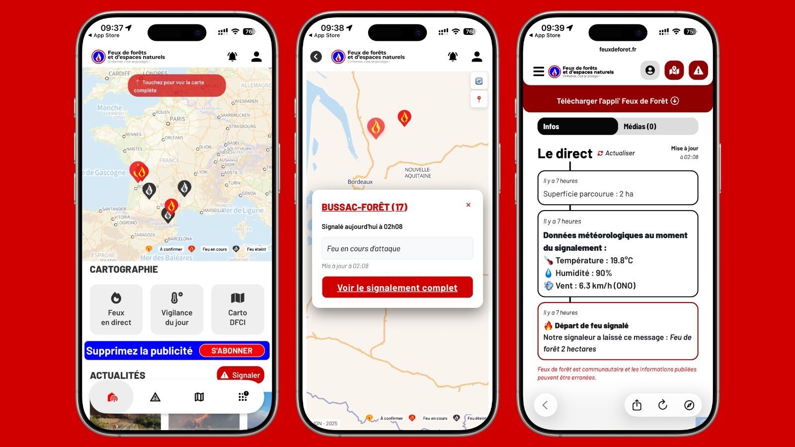 feux de foret app ios
