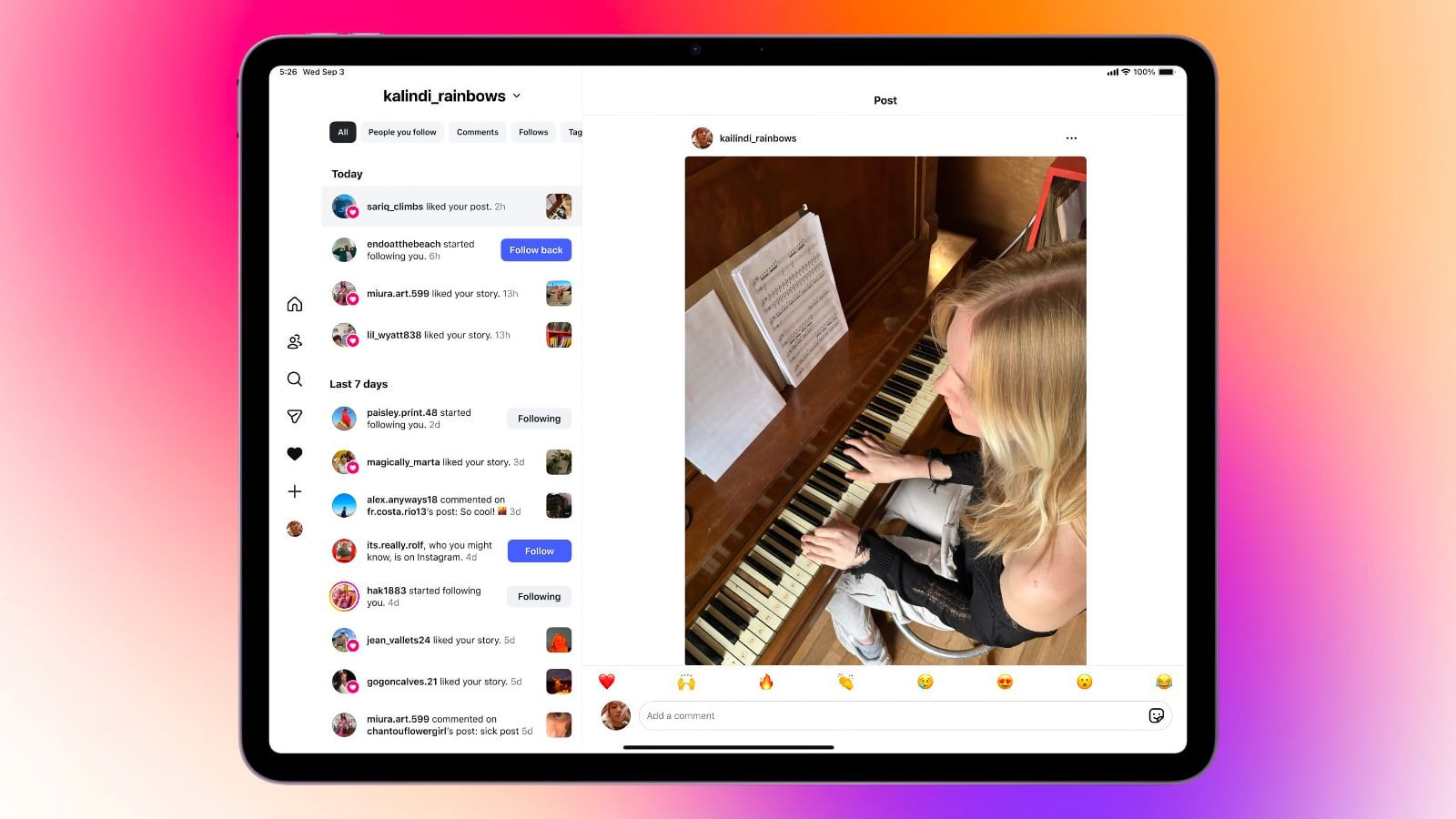 instagram ipad piano