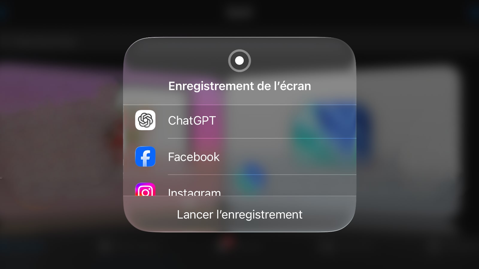 ios 26 enregistrement ecran video