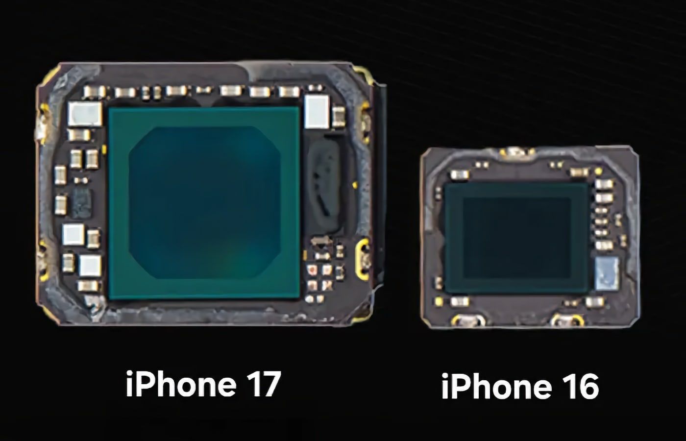 capteur frontal iphone 17 vs iphone 16