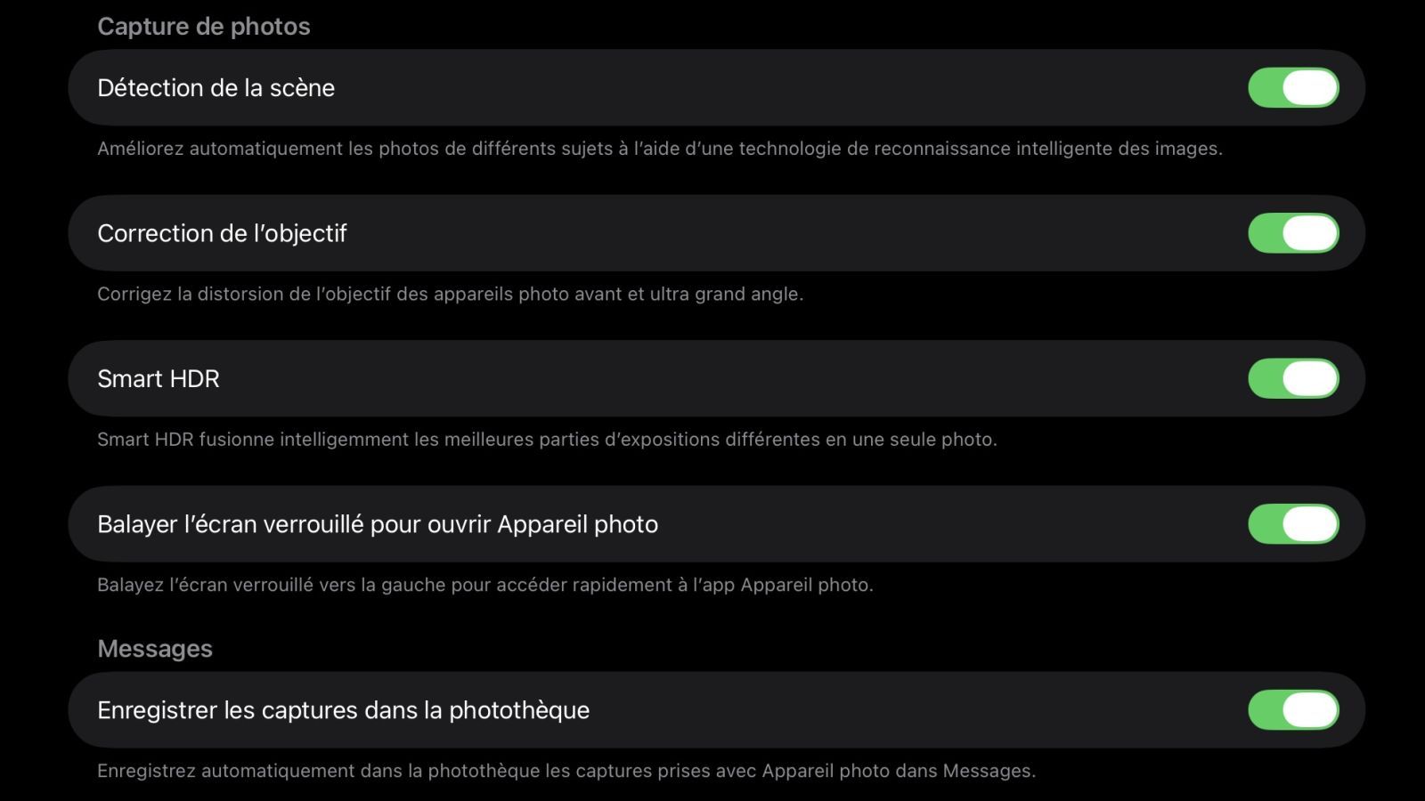 option appareil photo ecran verrouille