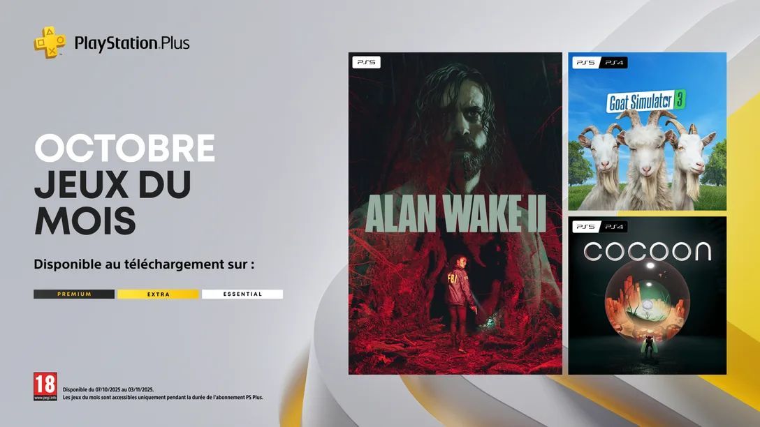 ps plus alan wake 2 goat simulator 3 et cocoon