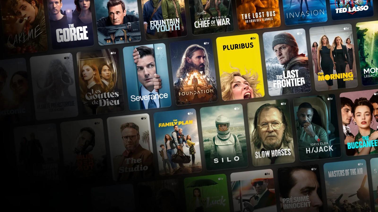 apple tv plus series films 2025 pluribus severance slow horses drops god the gorge hijack