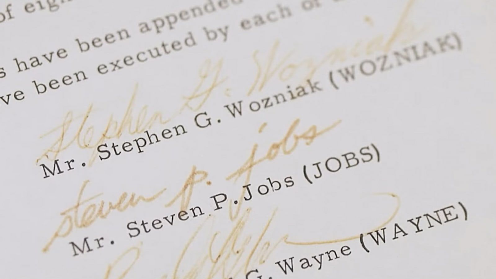 signature contrat apple steve jobs wozniak wayne