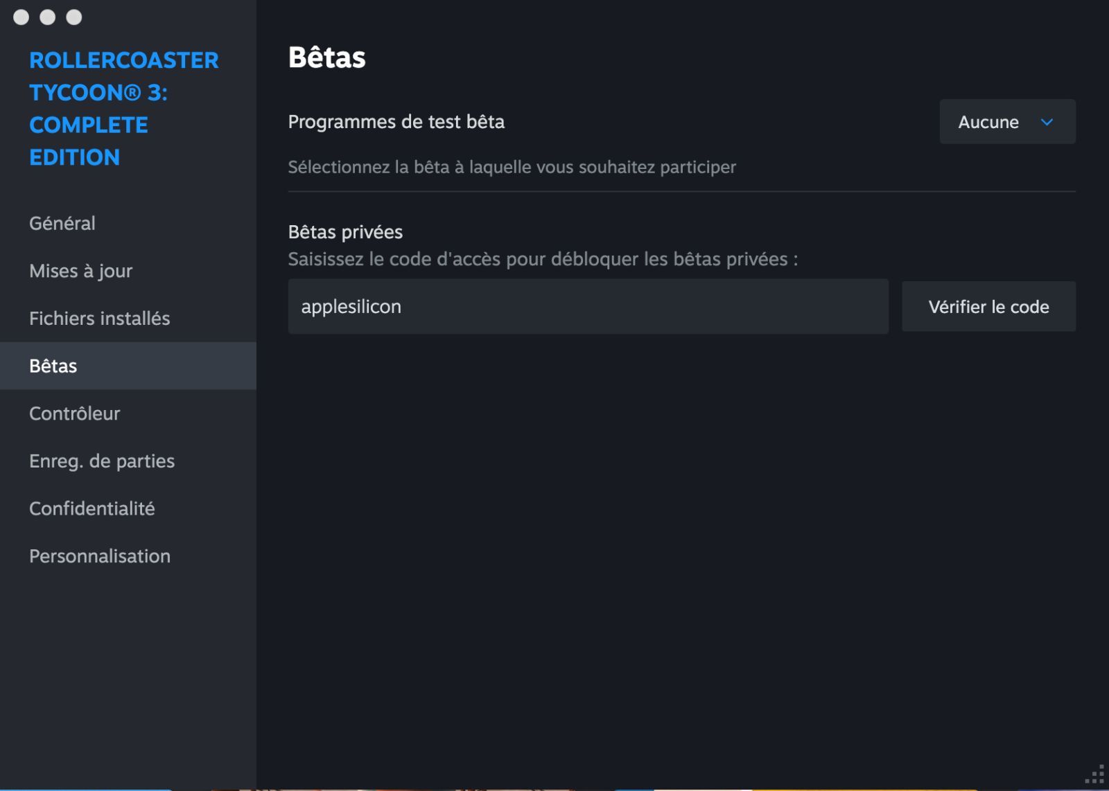 rollercoaster tycoon 3 steam beta applesilicon