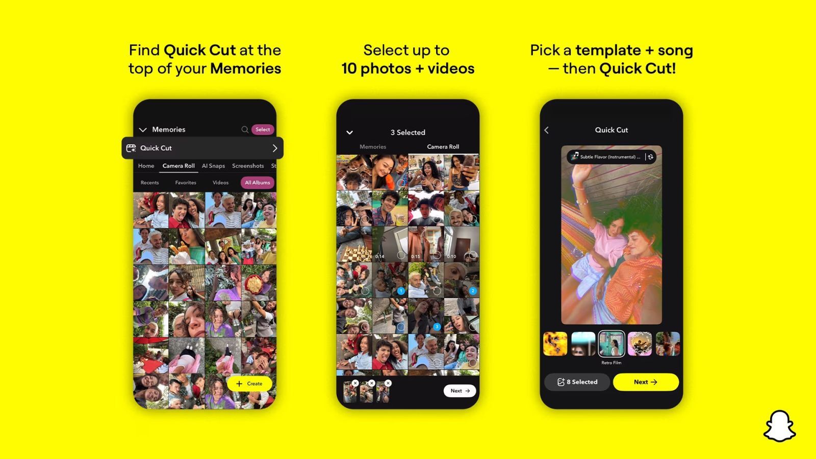 Snapchat lance « Quick Cut » pour créer des vidéos synchronisées avec la musique