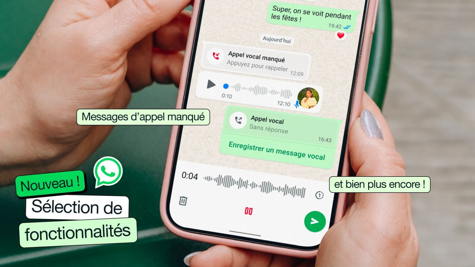 WhatsApp lance les messages vocaux pour les appels manqués