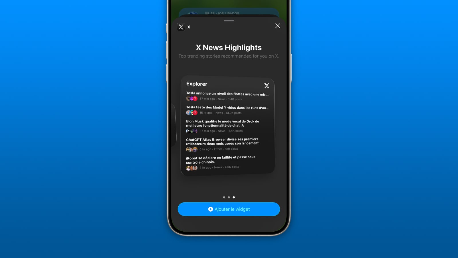 L’application X pour iOS propose enfin des widgets