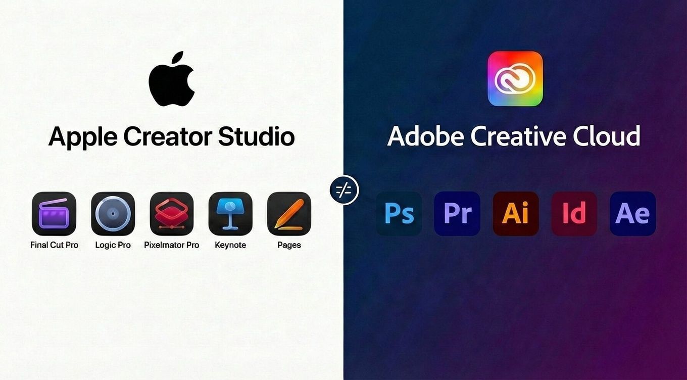 Apple Creator Studio ou Adobe Creative Cloud Pro : quelle offre choisir en 2026 ?