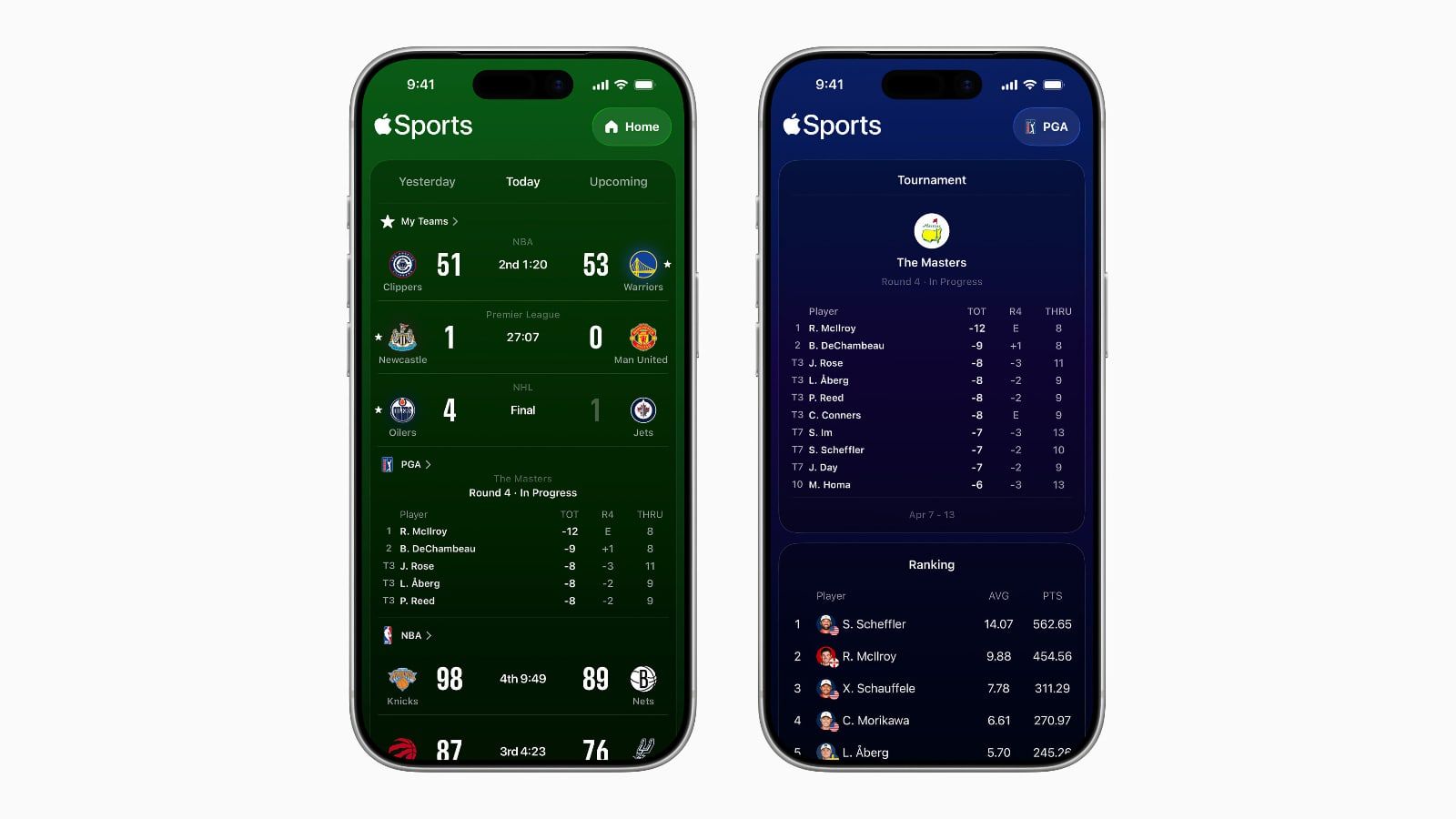 L’app Apple Sports ajoute le golf et améliore le football et le tennis