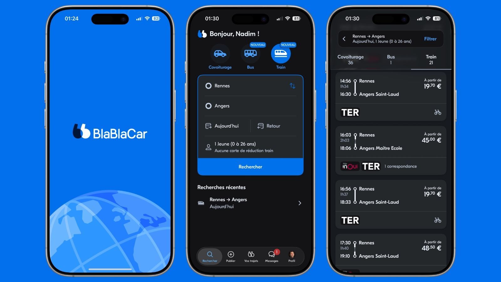 Blablacar s'offre une nouvelle interface "True Blue" sur iOS