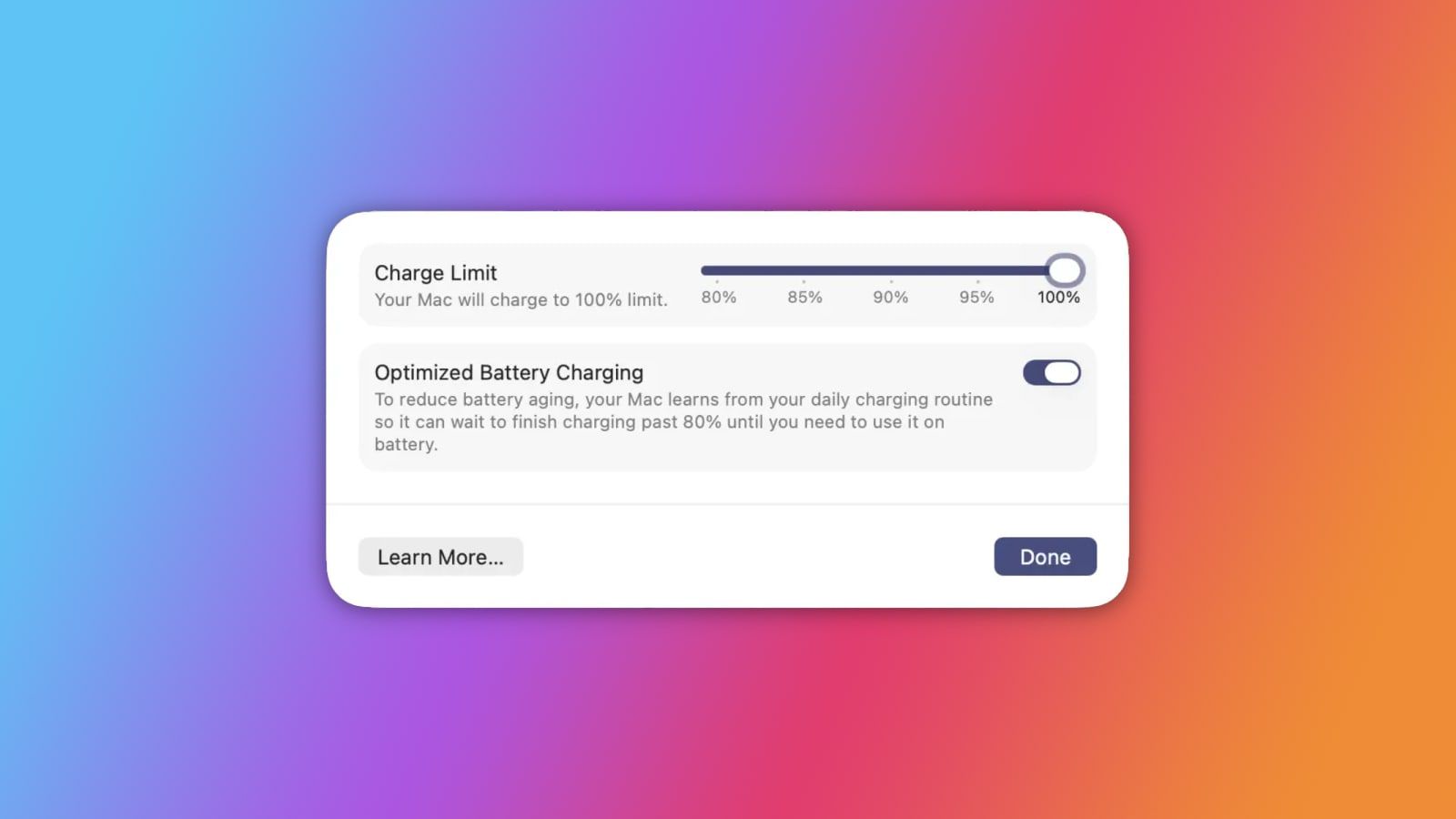 macOS 26.4 ajoute la limite de charge de la batterie dans Réglages et Raccourcis