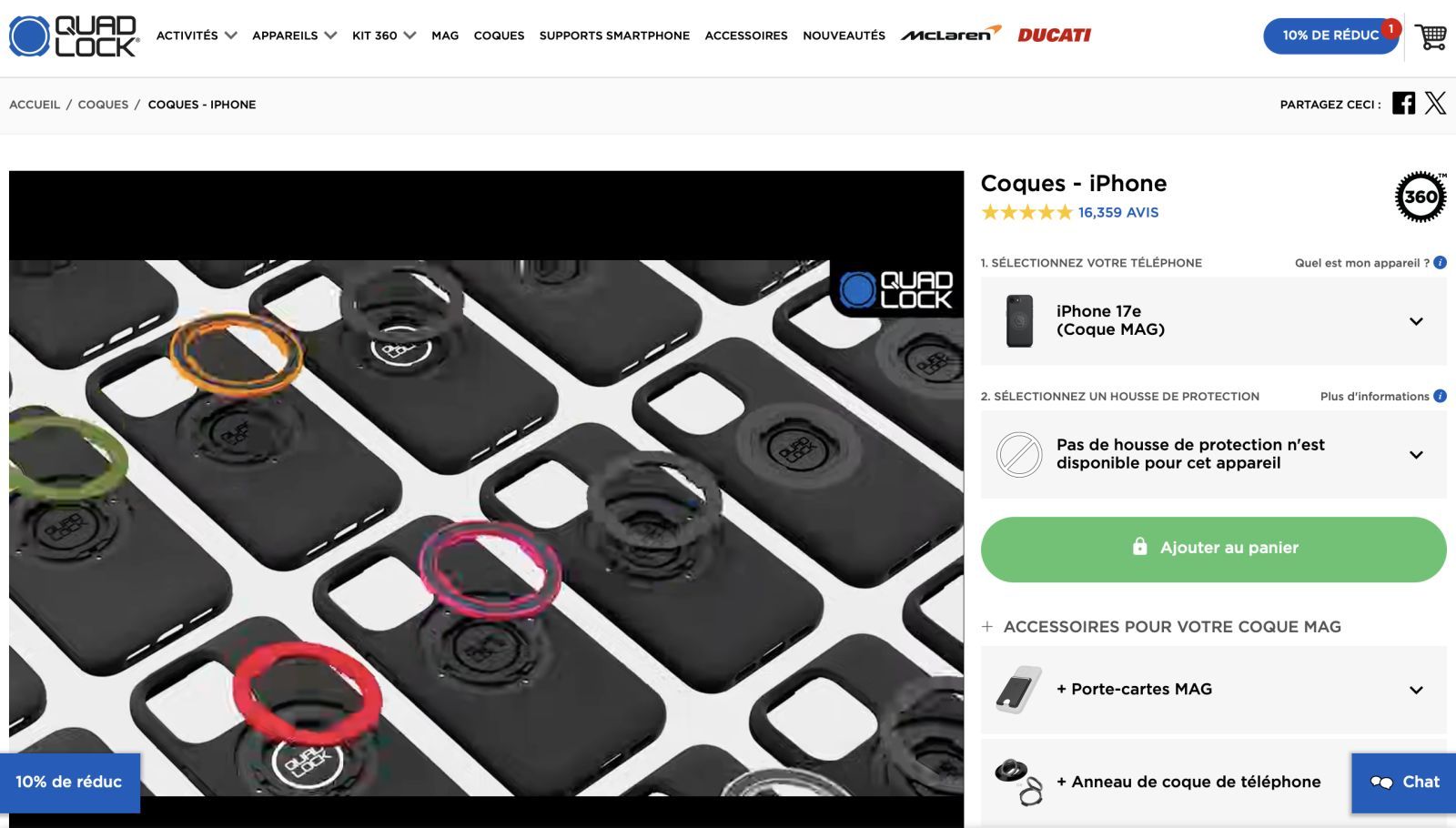 quadlock site iphone 17e coque