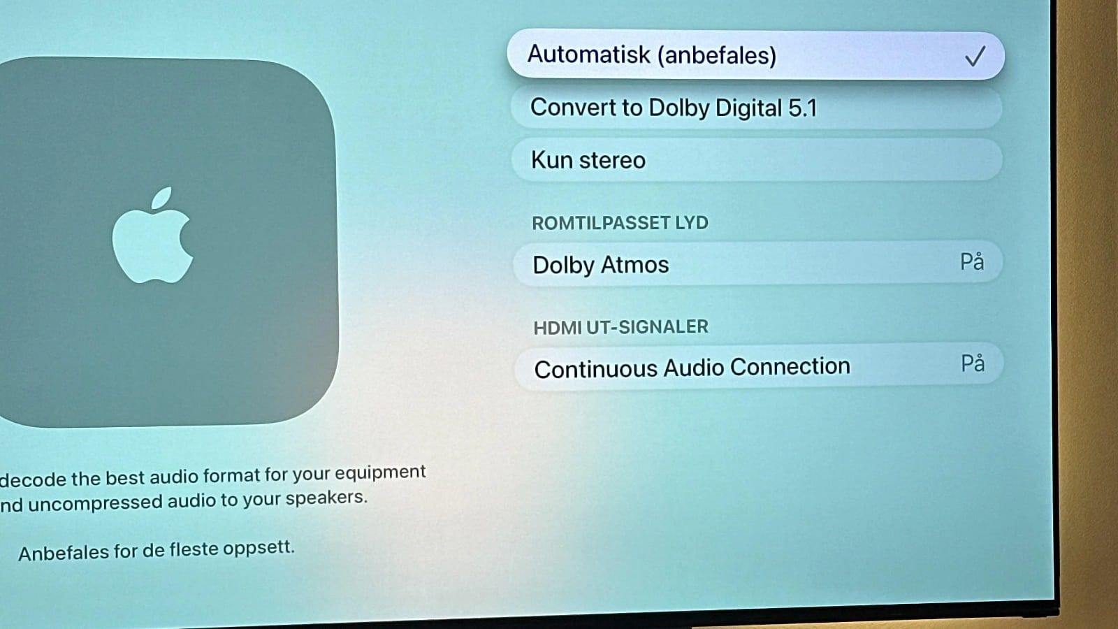 tvOS 26.4 introduit une option « Connexion audio continue »