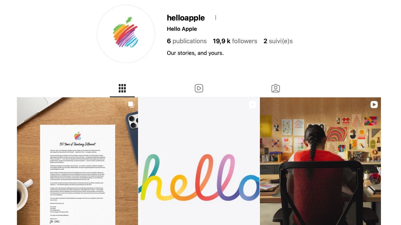 @helloapple : le nouveau compte Instagram d'Apple tout en couleurs
