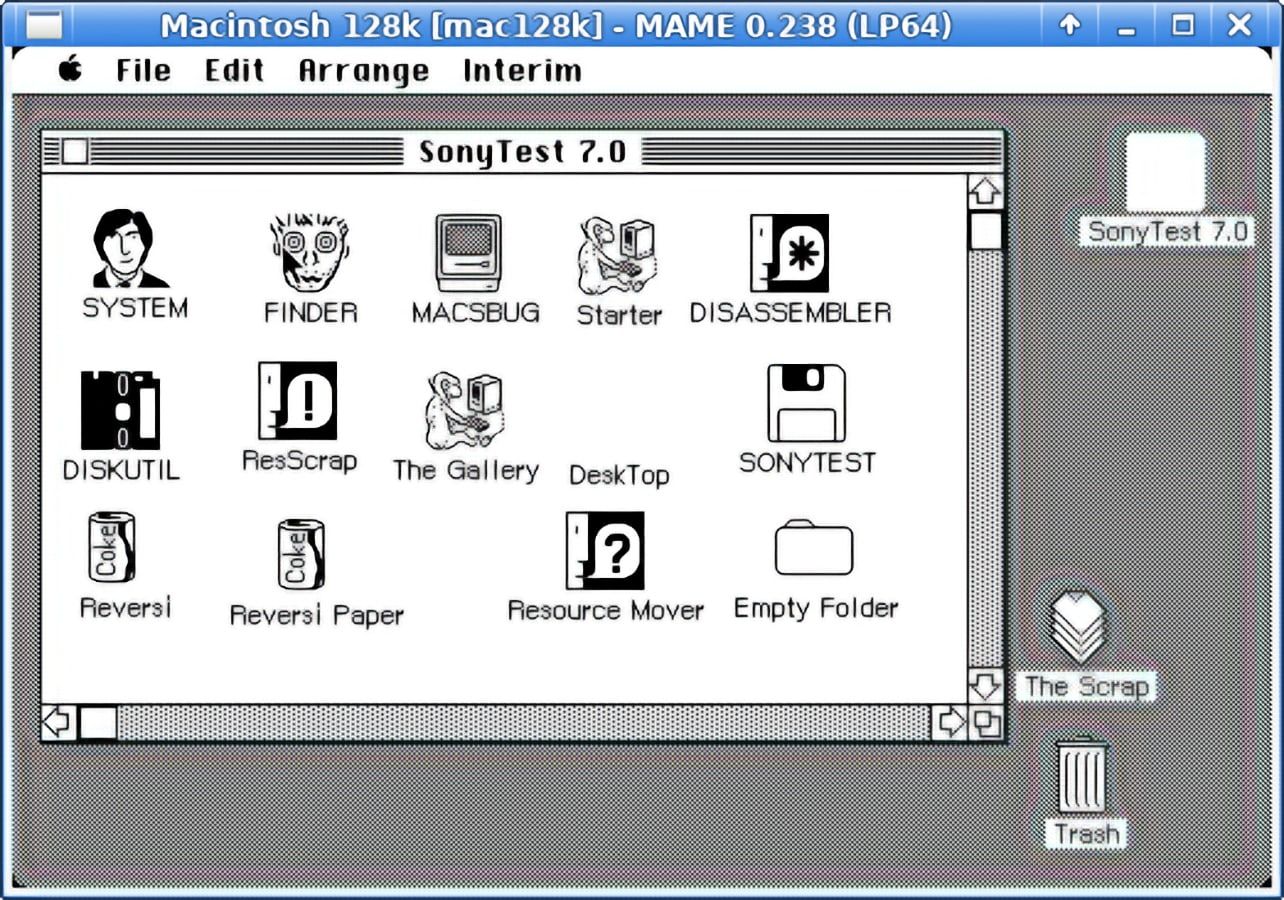mac os classic 1 0 alpha sony test system 7 0 finder 1983 10 04