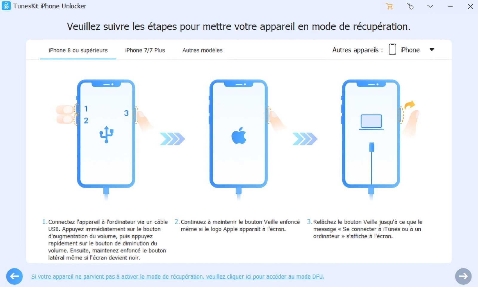 mettre iphone into dfu mode win