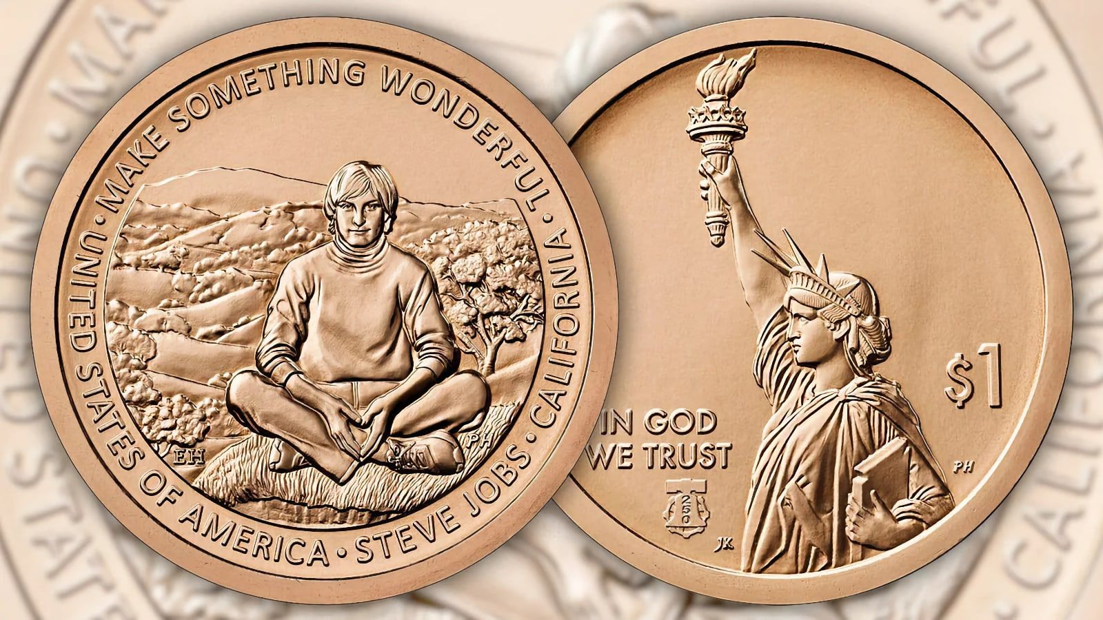 steve jobs piece californie 1 dollars recto verso