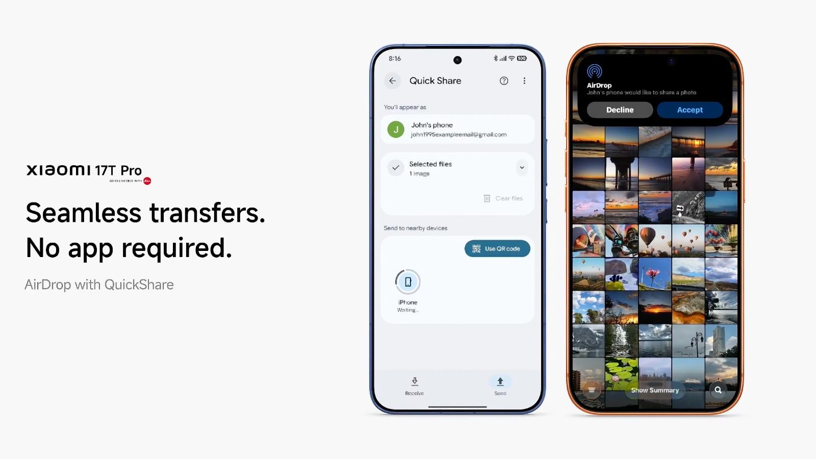 Xiaomi rejoint Samsung et Google : Quick Share compatible AirDrop