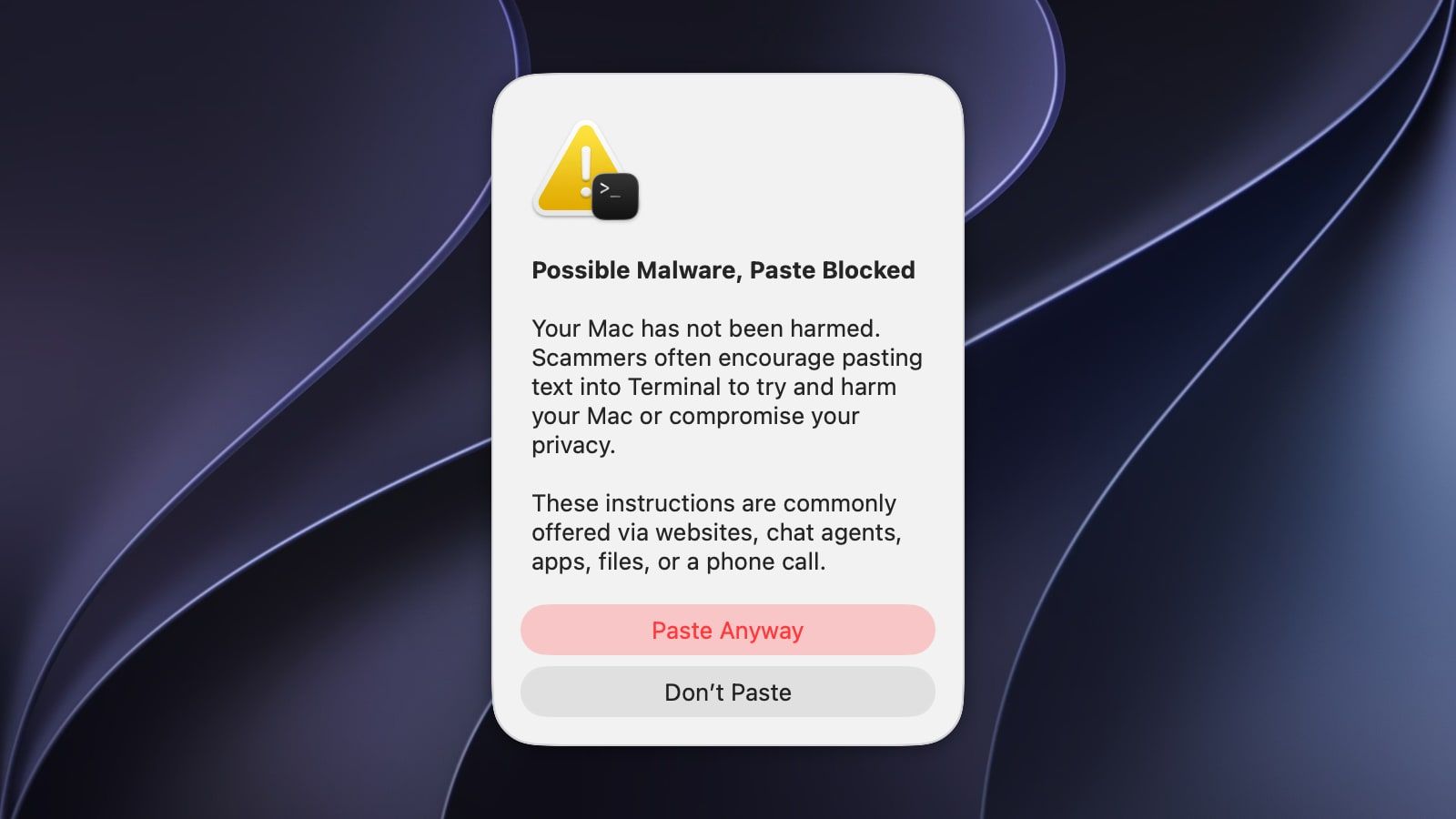 malware alerte terminal macos 27